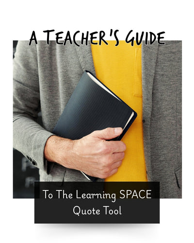 a teacher holding a notebook planner