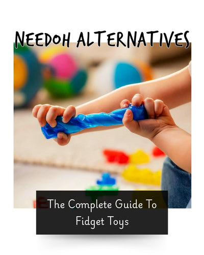 small childs hands twisting and pulling a fidget toy