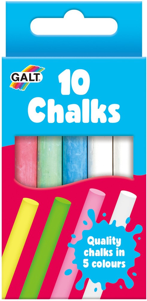 10 Chalks White and Coloured-Writing & Correction Tools-Art Materials,Arts & Crafts,Chalk,Drawing & Easels,Early Arts & Crafts,Galt,Primary Arts & Crafts,Stock-Learning SPACE