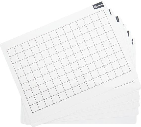 10 Dry Wipe Boards - 228x305mm - 2cm Grid, Learning SPACE