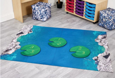 10 Lily Pads Mats + River Floor Mat-Furniture,Mats & Rugs,Multi-Colour,Rugs,Seating,Stepping Stones,Wellbeing Furniture,Willowbrook-Learning SPACE