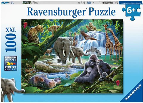 100 Piece Jigsaw Puzzle - Jungle Families XXL-100-1000 Piece Jigsaw, Gifts for 8+, Ravensburger Jigsaws-Learning SPACE