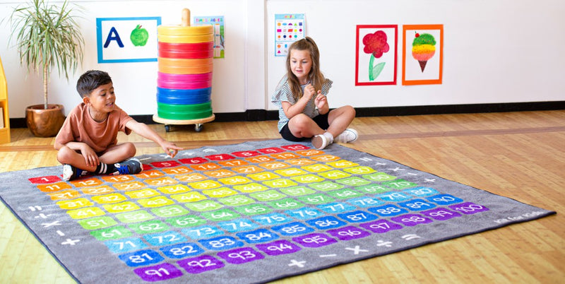 100 Square Counting Grid 2x2m Carpet, Learning SPACE