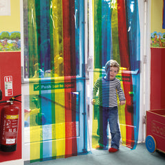 School Rainbow Strip Free Flow Curtains-Calmer Classrooms,Classroom Displays,Helps With,Matrix Group,Playground Wall Art & Signs,Rainbow Theme Sensory Room,Sensory Wall Panels & Accessories-Learning SPACE