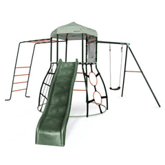 Plum® Metal Climbing Dome with Slide, Monkey Bars & Swing Arm, Playground Equipment Learning SPACE