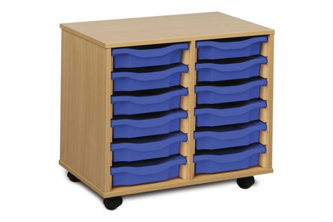 12 Single Tray Unit-Shelves, Storage, Storage Bins & Baskets, Trays, Wellbeing Furniture-Beech-Learning SPACE