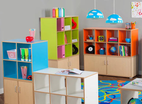 12 Cube Room Divider - Bubble Gum Range-Dividers, Monarch UK, Shelves, Storage, Wellbeing Furniture--Learning SPACE