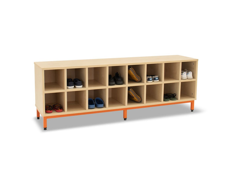16 Compartment Bench, Maple Tangerine Learning SPACE