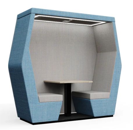 2 Seat Bill-Booth Acoustic Meeting Pod-booth,Noise Reduction,Nooks dens & Reading Areas,pod,Reading Area-With End Wall-With Table-Bill02-1t-Learning SPACE