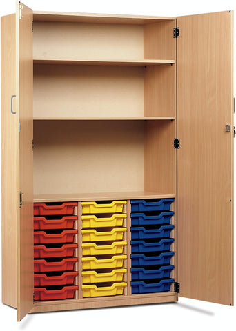 21 Single Tray Storage Cupboard-Cupboards, Cupboards With Doors, Storage, Storage Bins & Baskets, Trays, Wellbeing Furniture-Beech-Learning SPACE