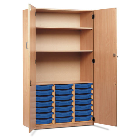 21 Single Tray Storage Cupboard-Cupboards, Cupboards With Doors, Storage, Storage Bins & Baskets, Trays, Wellbeing Furniture-Learning SPACE