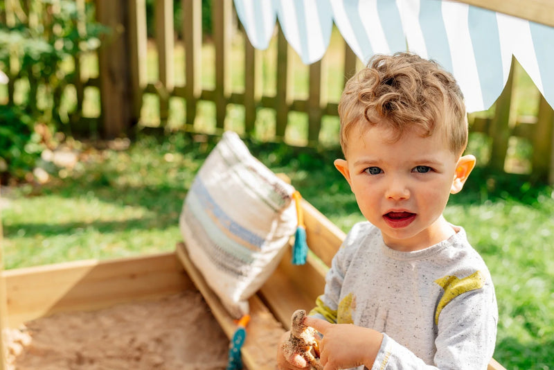 Plum® Wooden Sandpit with Canopy - Natural