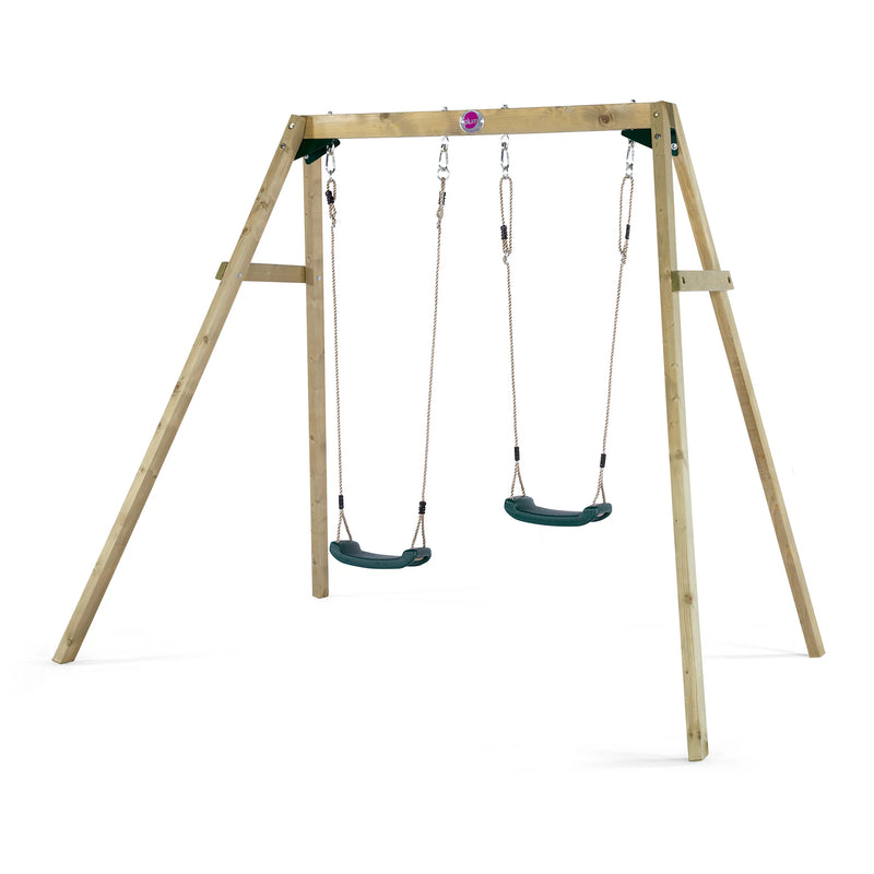 Plum® Wooden Double Swing Set, Outdoor Play Equipment Learning SPACE