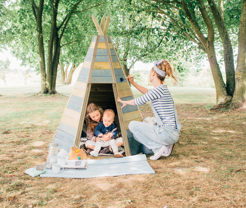 Plum® Wooden Teepee Hideaway Den, Outdoor Play Equipment Learning SPACE