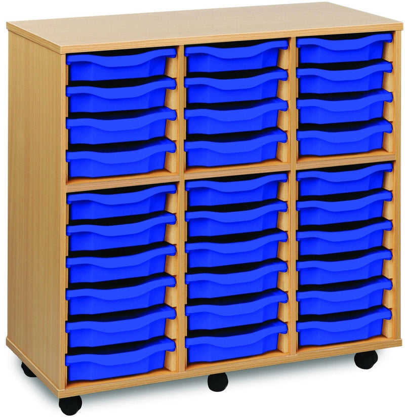 30 Single Tray Unit, Beech 30 x Blue Learning SPACE