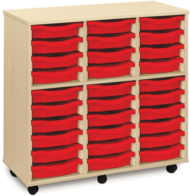 30 Single Tray Unit, Maple 30 x Red Learning SPACE