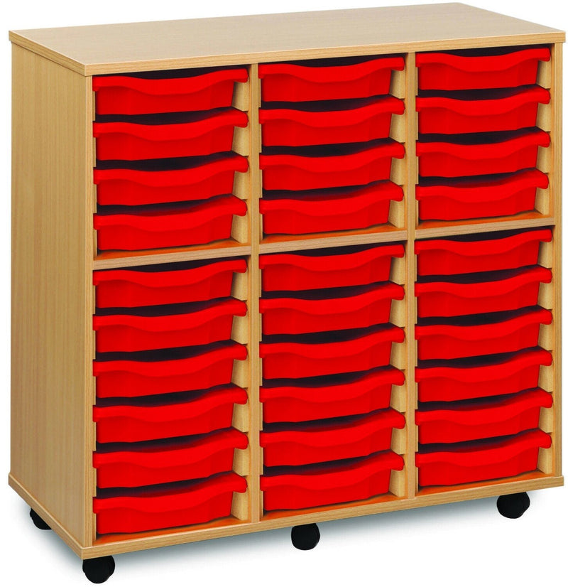 30 Single Tray Unit, Beech 30 x Red Learning SPACE