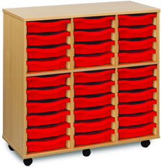 30 Single Tray Unit, Beech 30 x Red Learning SPACE