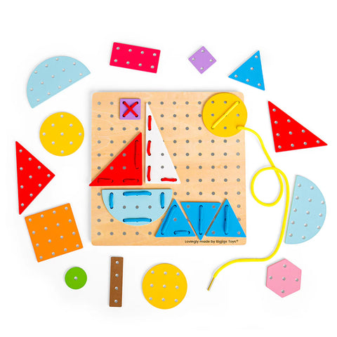 Geometric Lace-a-Shape: Toddler Threading Toy-Bigjigs Toys, Early years Games & Toys, Fine Motor Skills, Games & Toys, Lacing-Learning SPACE