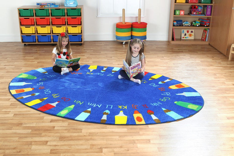 3x2m Oval Pencils Alphabet Carpet, Learning SPACE