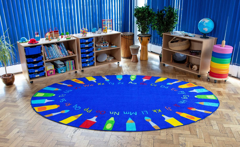3x2m Oval Pencils Alphabet Carpet, Learning SPACE