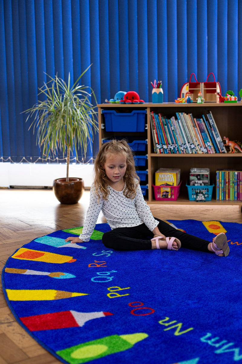3x2m Oval Pencils Alphabet Carpet, Learning SPACE
