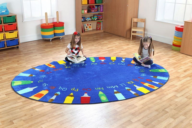 3x2m Oval Pencils Alphabet Carpet, Learning SPACE