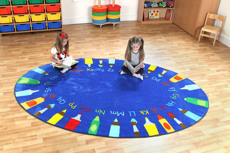 3x2m Oval Pencils Alphabet Carpet, Learning SPACE