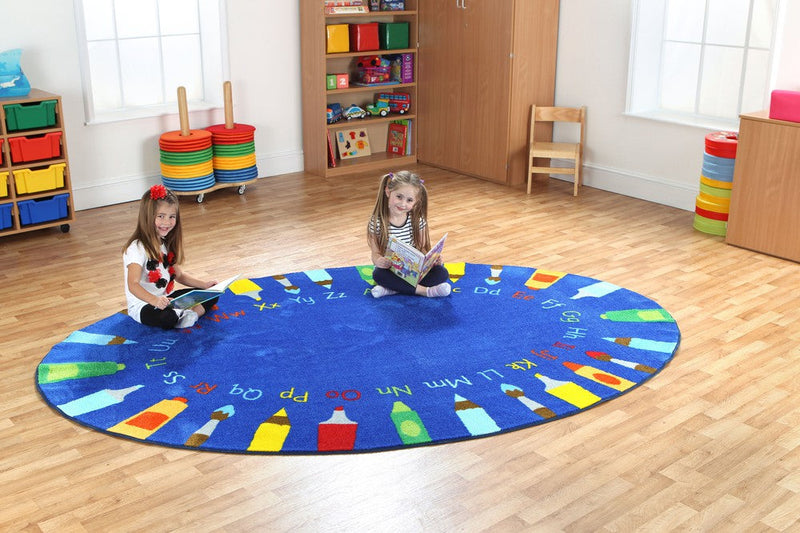 3x2m Oval Pencils Alphabet Carpet, Learning SPACE