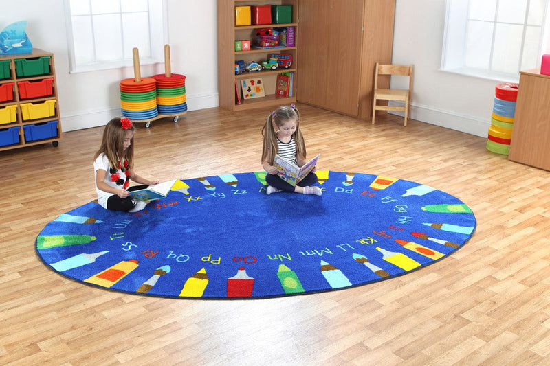 3x2m Oval Pencils Alphabet Carpet, Learning SPACE