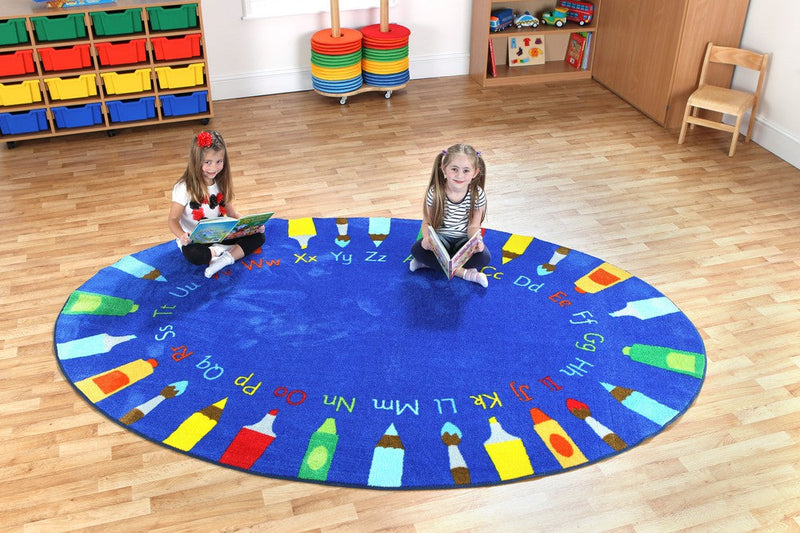3x2m Oval Pencils Alphabet Carpet, Learning SPACE