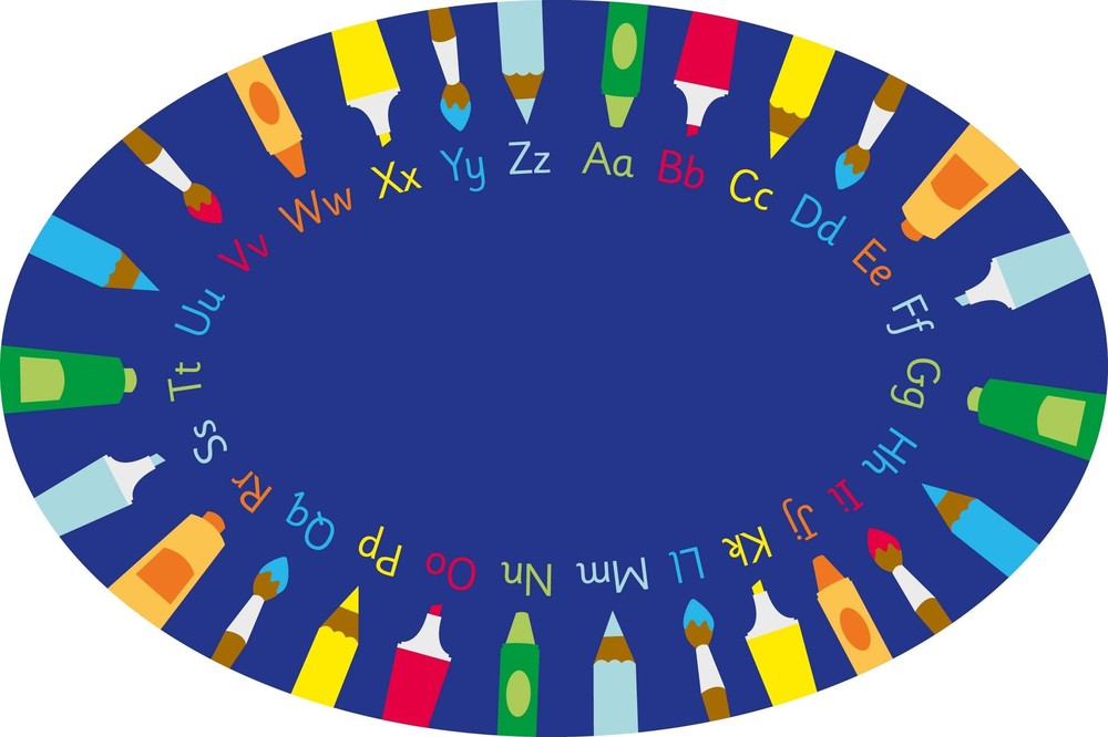 3x2m Oval Pencils Alphabet Carpet-Dropship,Educational Carpet,Kit For Kids,Learn Alphabet & Phonics,Mats & Rugs,Oval,Rugs,Wellbeing Furniture-Learning SPACE