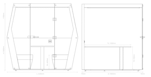 4 Seat Bill-Booth Acoustic Meeting Pod-booth,Noise Reduction,Nooks dens & Reading Areas,pod,Reading Area-Learning SPACE