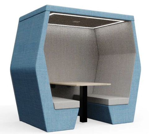 4 Seat Bill-Booth Acoustic Meeting Pod-booth,Noise Reduction,Nooks dens & Reading Areas,pod,Reading Area-With End Wall No Floor-With Table-Bill04-2t-Learning SPACE