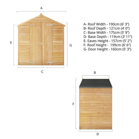 4 x 6 Overlap Apex - Double Door - Windowless Shed-Eco Friendly, Forest School & Outdoor Garden Equipment, Mercia Garden Products, Sheds, Wellbeing Furniture-Learning SPACE