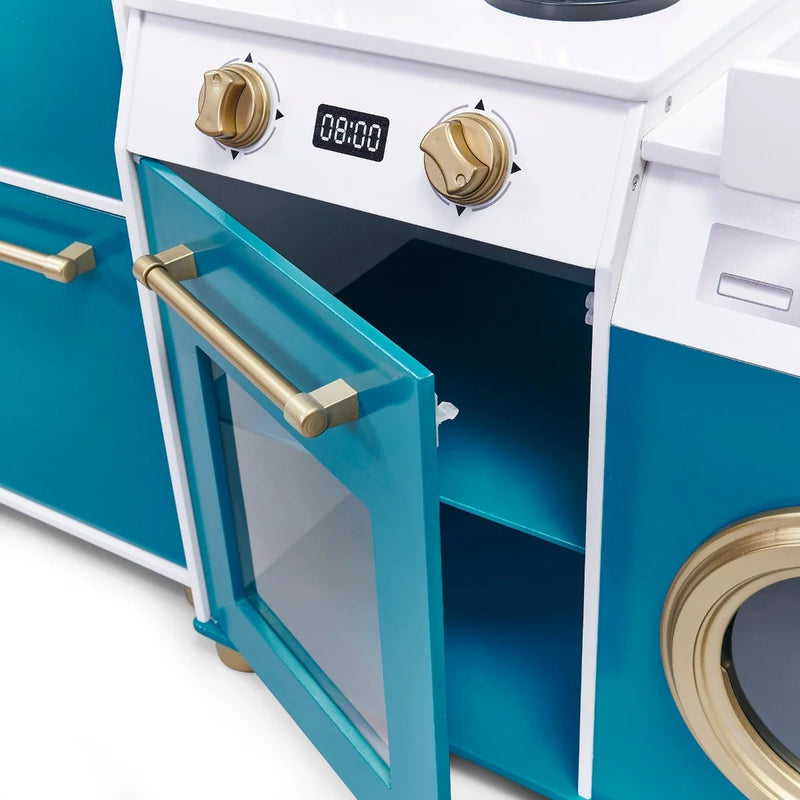 Plum® Bakehouse Traditional Wooden Kitchen with Fridge – Oxford Blue