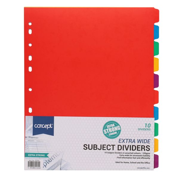 50 Extra Wide 230gsm Index Dividers, Learning SPACE