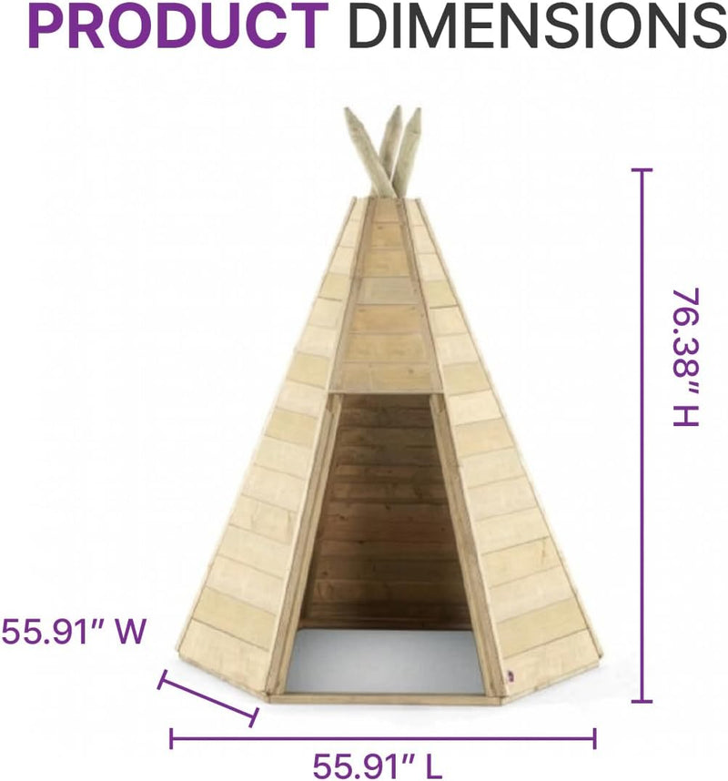 Plum® Wooden Teepee Hideaway Den, Outdoor Play Equipment Learning SPACE