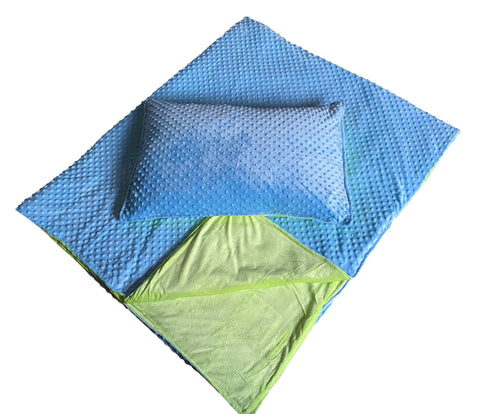 5kg Weighted Blanket & Pillow Case Large (150 x 200cm)-AllSensory,Autism,Calmer Classrooms,Calming and Relaxation,Comfort Toys,Down Syndrome,Helps With,Matrix Group,Neuro Diversity,Nurture Room,Playlearn,Proprioceptive,Sensory Processing Disorder,Sensory Seeking,Sleep Issues,Teen Sensory Weighted & Deep Pressure,Teenage & Adult Sensory Gifts,Weighted & Deep Pressure,Weighted Blankets-Green/Blue-WB5KGLBG-Learning SPACE