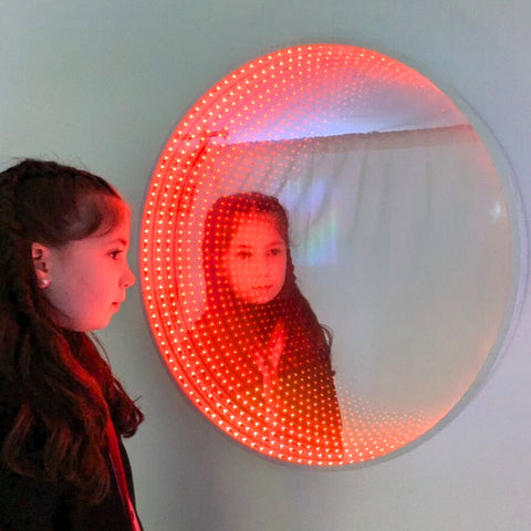 60cm Infinity Mirror with Giant Remote Buttons-Mirror, Playlearn, Sensory Mirrors, Visual Fun, Visual Sensory Toys-SIM60-Learning SPACE