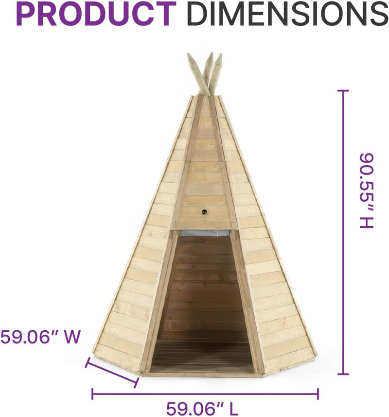 Plum® Great Wooden Teepee Hideaway - Large, Playhouse Learning SPACE
