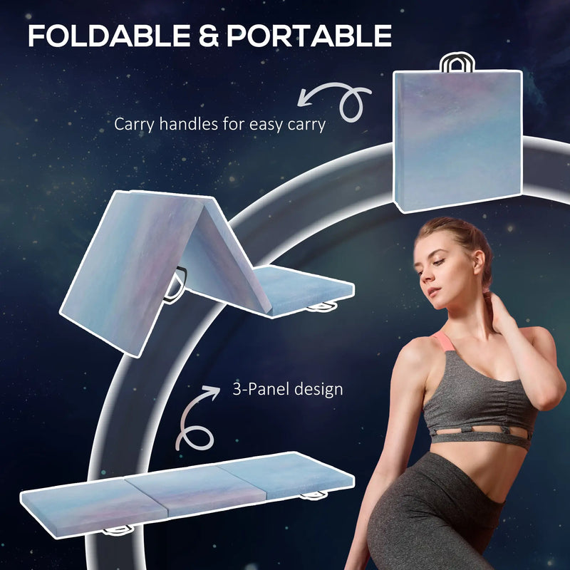 6FT Foldable Gymnastics Mat, Tri-Fold 2" Thick Crash Mat with Carry Strap Handles, Learning SPACE