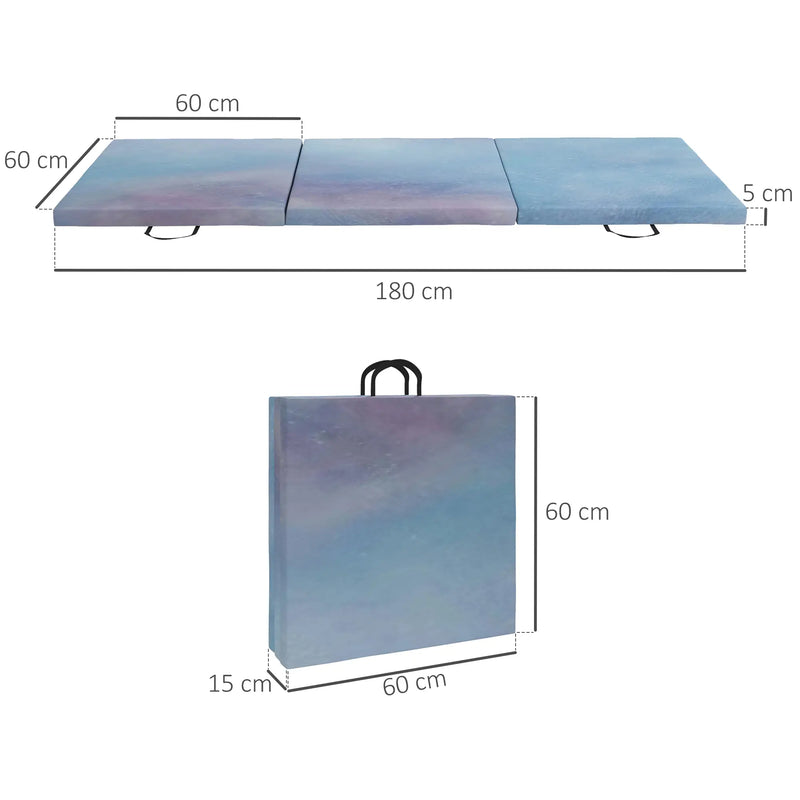 6FT Foldable Gymnastics Mat, Tri-Fold 2" Thick Crash Mat with Carry Strap Handles, Learning SPACE