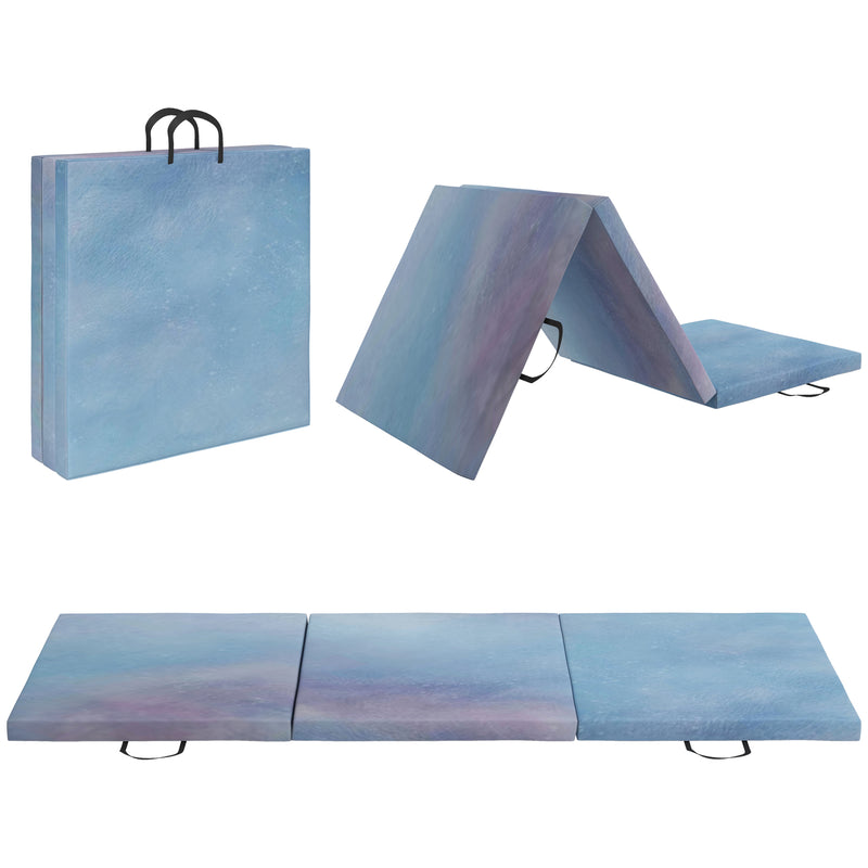 6FT Foldable Gymnastics Mat, Tri-Fold 2" Thick Crash Mat with Carry Strap Handles, Learning SPACE