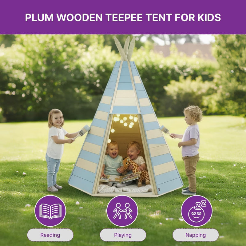 Plum® Wooden Teepee Hideaway Den, Outdoor Play Equipment Learning SPACE
