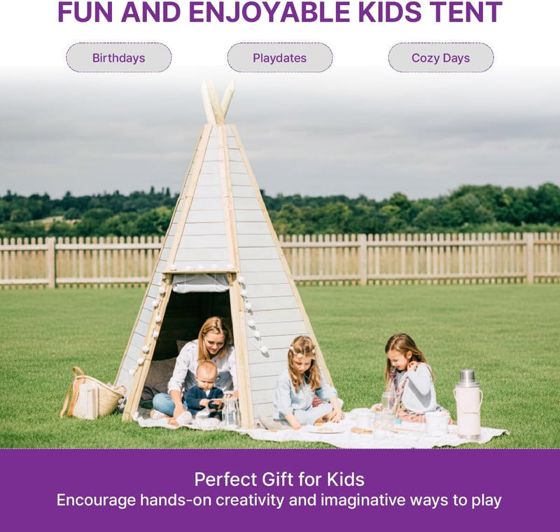 Plum® Great Wooden Teepee Hideaway - Large, Playhouse Learning SPACE