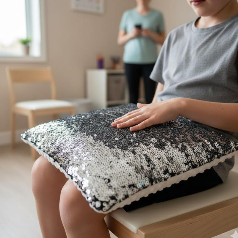 3kg Weighted Sequin Lap Pad – Black and white, Learning SPACE