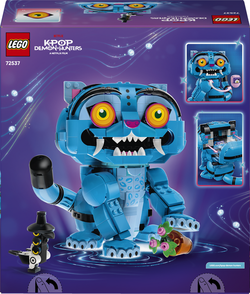 Back of the LEGO KPop Demon Hunters Derpy Tiger and Sussie Bird box showing the set's features
