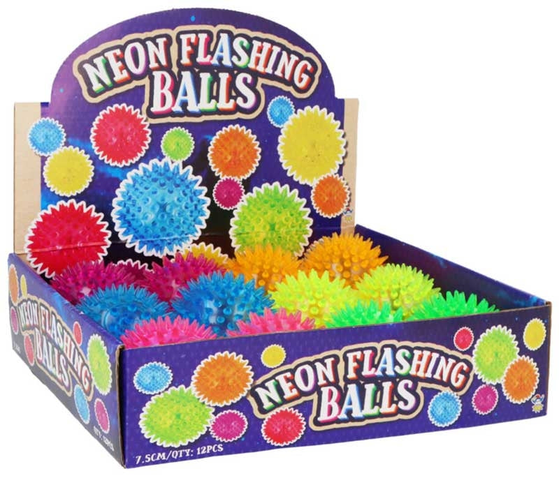 7.5cm Neon Flashing Spiky Ball Random Colour, Learning SPACE