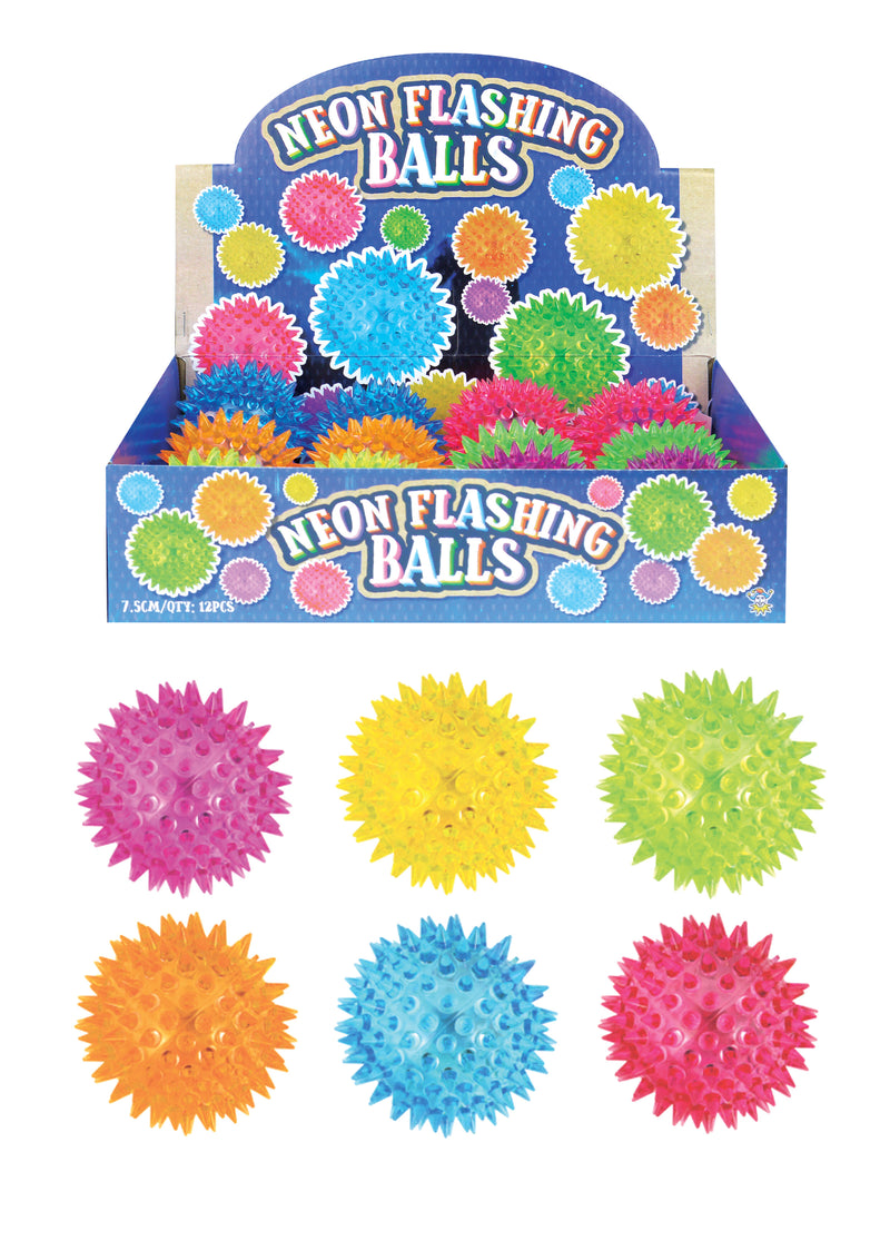 7.5cm Neon Flashing Spiky Ball Random Colour, Learning SPACE